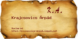 Krajcsovics Árpád névjegykártya