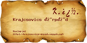 Krajcsovics Árpád névjegykártya