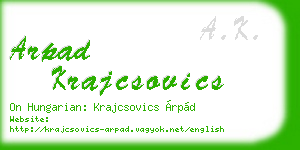 arpad krajcsovics business card